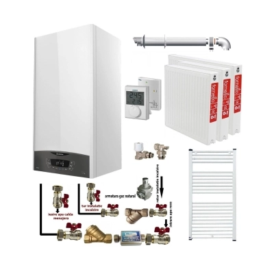 Pachet apartament cu 2 camere, centrala termica murala in condensare Ariston CLAS ONE+ WI-FI 24, Gaz, 24 kW, Termostat, kit de evacuare inclus, calorifere otel, kit armaturi Pachet apartament cu 2 camere, centrala termica murala in condensare Ariston CLAS ONE+ WI-FI 24, Gaz, 24 kW, Termostat, kit de evacuare inclus, calorifere otel, kit armaturi