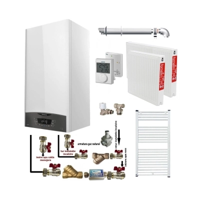 Pachet apartament cu o camera, centrala termica murala in condensare Ariston CLAS ONE+ WI-FI 24, Gaz, 24 kW, termostat, kit de evacuare inclus, calorifere otel, kit armaturi Pachet apartament cu o camera, centrala termica murala in condensare Ariston CLAS ONE+ WI-FI 24, Gaz, 24 kW, termostat, kit de evacuare inclus, calorifere otel, kit armaturi