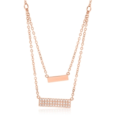 Colier cu placute din aur roz de 18K cu diamante de 0.198ct