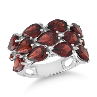 Inel din aur alb de 14K cu granate de 9.14ct