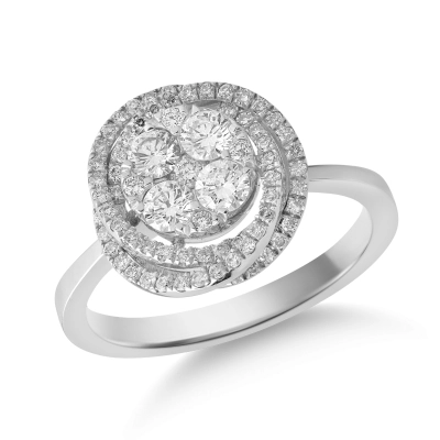 Inel din aur alb de 18K cu diamante de 0.65ct