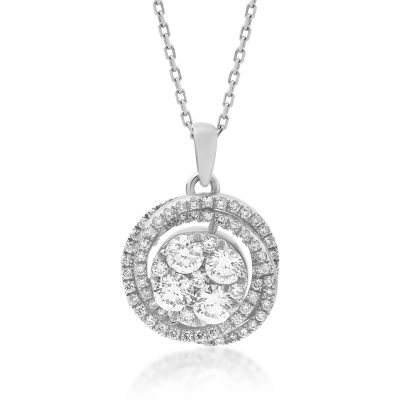 Lant cu pandantiv din aur alb de 18K cu diamante de 0.68ct