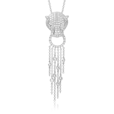 Lant cu pandantiv din aur alb de 18K cu diamante de 1.5ct