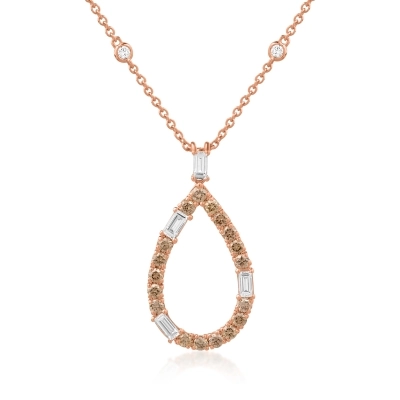 Lant cu pandantiv din aur roz de 18K cu diamante de 1.41ct